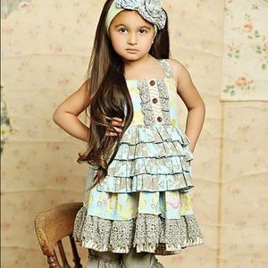 Mustard Pie Spa Blue Raegan Knit Apron Dress